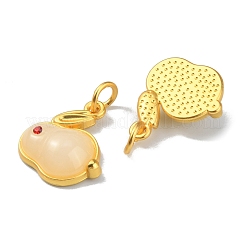 Rabbit Glass Charms&nbsp;GLAA-WH0030-09A