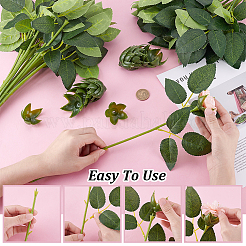 50Pcs Silk Fabric & Plastic Artificial Rose Leaf&nbsp;AJEW-PH0008-12