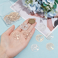 32Pcs 8 Style Rack Plating Brass Filigree Pendants&nbsp;KKC-BC0001-03