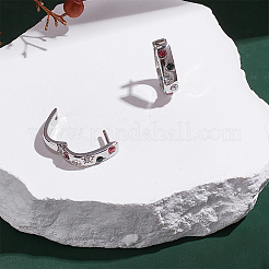 6 Pairs Zinc Alloy Rhinestone Oval Hoop Earrings&nbsp;EJEW-WR0001-010G