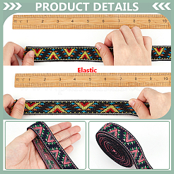 6 Yards 2 Colors Ethnic Style Embroidery Flat Polyester Elastic Triangle Jacquard Cord/Band&nbsp;OCOR-BC0007-68