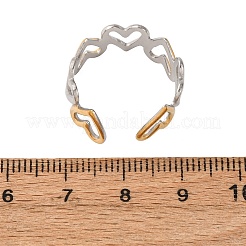 304 Stainless Steel Double Color Cuff Rings&nbsp;RJEW-S635-01GP-Q
