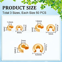 150Pcs 3 Sizes Brass Crimp Beads Covers&nbsp;KK-UN0003-82