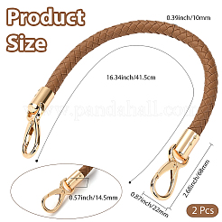 CutHollow 2Pcs Braided Round PU Leather Bag Straps Bag Handles&nbsp;FIND-CL0001-02A