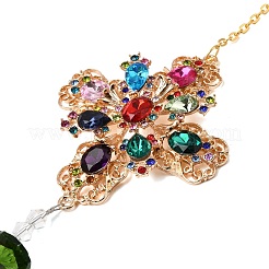 Alloy Rhinestone & Glass Teardrop Charm Suncatchers&nbsp;HJEW-E013-04G-A