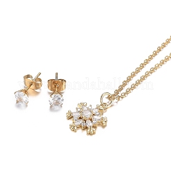 Christmas 304 Stainless Steel Rhinestone Jewelry Sets&nbsp;SJEW-H301-07G