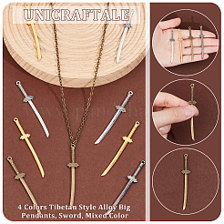 40Pcs 4 Colors Tibetan Style Alloy Big Pendants&nbsp;FIND-UN0003-35B