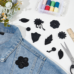 10Pcs 10 Styles Felt & Polyester & Glass Bead Sew on Cloth Patches&nbsp;PATC-PH0001-51