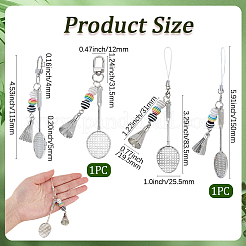 2Pcs 2 Styles Badminton & Racket Alloy & Resin & PVC Pendant Decorations&nbsp;AJEW-BM0001-20