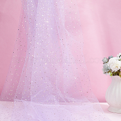 Star Moon Pattern Polyester Mesh Lace Fabric&nbsp;DIY-WH0504-446B