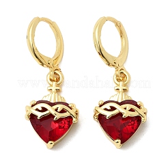 Heart Brass Glass Hoop Earrings&nbsp;EJEW-P333-09D-G