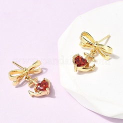 Brass Micro Pave Cubic Zirconia Stud Dangle Earring&nbsp;EJEW-H108-20A-G