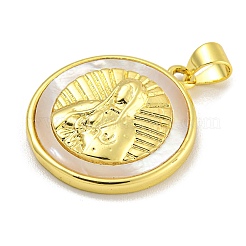 Rack Plating Brass Pave Nature Shell Religion Pendants&nbsp;KK-C074-31G-02