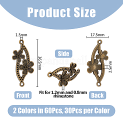 60Pcs 2 Colors Alloy Connector Rhinestone Settings&nbsp;FIND-DC0004-17
