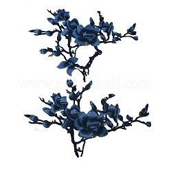 Flower & Branch Pattern Polyester Fabrics Computerized Embroidery Cloth Sew on Appliques&nbsp;PATC-WH0009-05D
