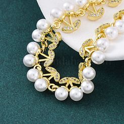 Cherry Brass Micro Pave Clear Cubic Zirconia Link Bracelets for Women&nbsp;BJEW-G740-02G