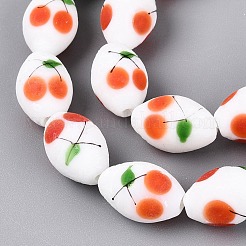 Frosted Handmade Lampwork Beads Strands&nbsp;LAMP-N037-03F