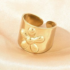 304 Stainless Steel Wide Band Cuff Open Rings for Women&nbsp;RJEW-A102-08G