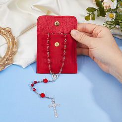 Imitaiton Round Pearl with Resin Flower Rosary Bead Necklaces&nbsp;NJEW-DC0001-23B