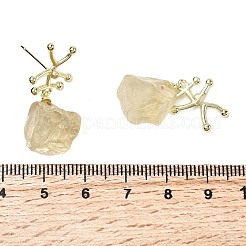 Brass Nuggets Dangle Stud Earrings&nbsp;EJEW-D345-01G