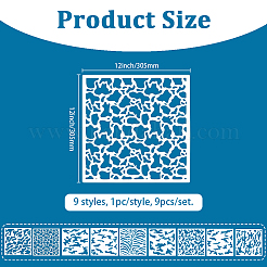 9Pcs 9 Styles PET Plastic Hollow Out Drawing Painting Stencils Templates Sets&nbsp;DIY-WH20081-050
