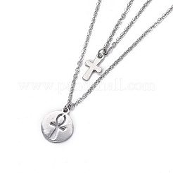 Non-Tarnish 304 Stainless Steel Tiered Necklaces&nbsp;NJEW-JN02350-02