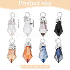 48Pcs 8 Color Glass Pendants&nbsp;PALLOY-PH01783