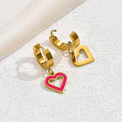 201 Stainless Steel Minimalist Heart-shaped Earrings for Women Vacation Date Casual Gift&nbsp;WC5302