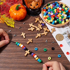 DIY Barrel Plastic & Crosdd Wood Bracelet Making Kits&nbsp;DIY-SC0027-35