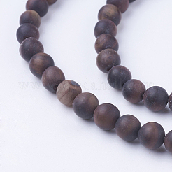 Frosted Natural Tiger Eye Beads Strands&nbsp;G-G735-11F-6mm