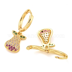 Rack Plating Brass Micro Pave Cubic Zirconia Pear Hoop Earrings&nbsp;EJEW-T021-04G