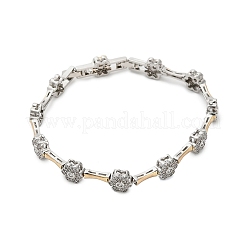 Brass Micro Pave Clear Cubic Zirconia Flower Link Chains Bracelets for Women&nbsp;LS-BJEW-B145-03