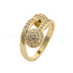 Brass Micro Pave Cubic Zirconia Open Cuff Rings for Women&nbsp;RJEW-F171-02G