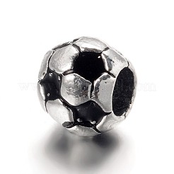 Large Hole FootBall/Soccer Ball Alloy Enamel European Beads&nbsp;LS-MPDL-L013-02B