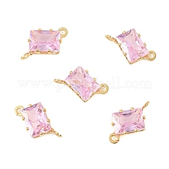 Brass Pave Cubic Zirconia Rectangle Connector Charms&nbsp;KK-P347-05G