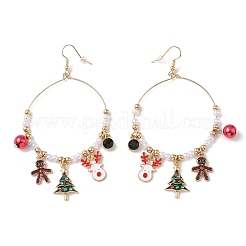 Christmas Theme Alloy Enamel Dangle Earrings&nbsp;LS-EJEW-B068-01G-01