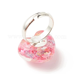 3D Resin Heart with Star Adjustable Ring&nbsp;RJEW-JR00457