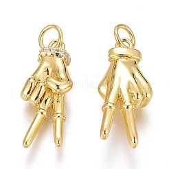 Brass Micro Pave Clear Cubic Zirconia ASL Pendants&nbsp;ZIRC-Z008-32G