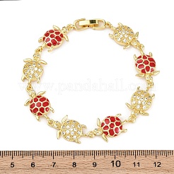 Brass Micro Pave Clear Cubic Zirconia Link Bracelets for Women&nbsp;BJEW-H209-05G