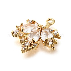 Brass Micro Pave Clear Cubic Zirconia Pendants&nbsp;KK-U065-03G-01