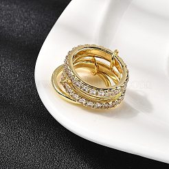 Brass Micro Pave Cubic Zirconia Finger Rings&nbsp;RJEW-P166-12G-01
