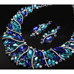 Alloy Rhinestone Pendant Necklaces & Teardrop Stud Dangle Earring Sets for Women&nbsp;WG99E9F-03