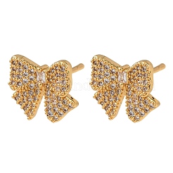 Brass Micro Pave Cubic Zirconia Stud Earrings&nbsp;EJEW-F418-07G
