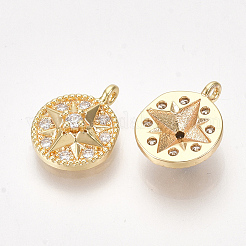 Brass Micro Pave Cubic Zirconia Charms&nbsp;KK-S350-290