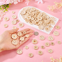 120Pcs 6 Styles Wooden Buttons&nbsp;BUTT-TA0001-33