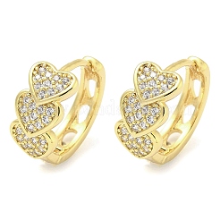 Brass Micro Pave Clear Cubic Zirconia Hoop Earrings&nbsp;EJEW-C122-03G