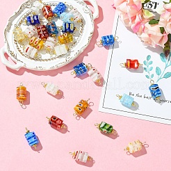 30Pcs Handmade Millefiori Glass Connector Charms&nbsp;PALLOY-YW00113