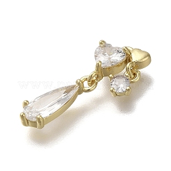 Rack Plating Brass Micro Pave Cubic Zirconia Pendants&nbsp;KK-M014-13G