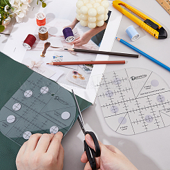 2Pcs Transparent Acrylic Alignment T-Shirt Rulers&nbsp;AJEW-DC0002-17A