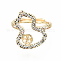 Brass Micro Pave Clear Cubic Zirconia Peg Bails Adjustable Finger Ring Settings&nbsp;KK-S356-173G-NF